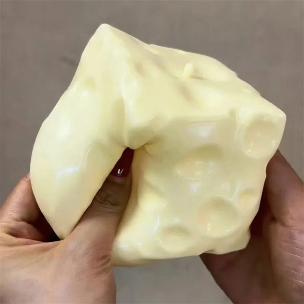 1Pc Jumbo Cheese Cube Stress Ball Big Cheese Shapeable Squeeze Ball Non-Bounce Fidget Toy ASMR Sensory Anti-Stress Festival Gift