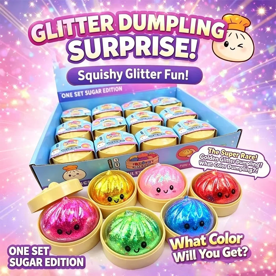 New Glitter Dumpling Squishy Toy Blind Box Ultra Rare Gold Glitter Hidden Edition Dumplings Sensory Dough Ball for Stress Relief
