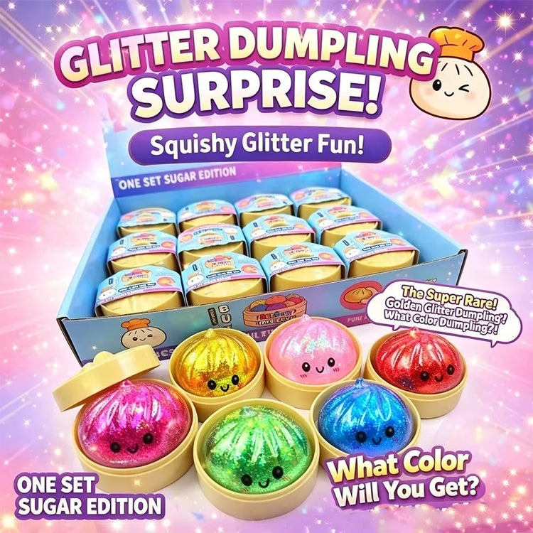 New Glitter Dumpling Squishy Toy Blind Box Ultra Rare Gold Glitter Hidden Edition Dumplings Sensory Dough Ball for Stress Relief