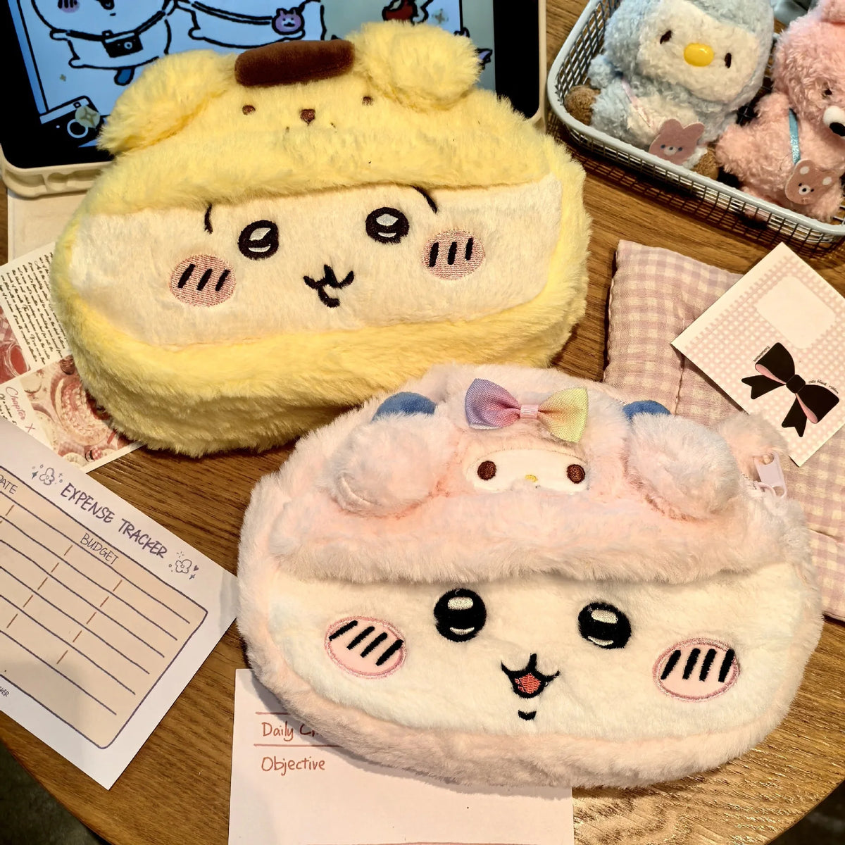 Anime Plush Pen Case Cartoon Usagi Hachiwareas Stationery Box Large Capacity Pen Case Student Stationery Birthday Girl Gifts