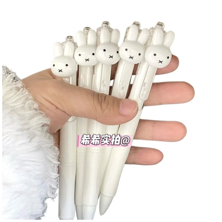 Cute Miffy Retractable Gel Pen, ST Nib 0.5mm, Aesthetic Quick-Dry Smooth Writing Pen for Studying, Large Capacity Ink Ballpoint