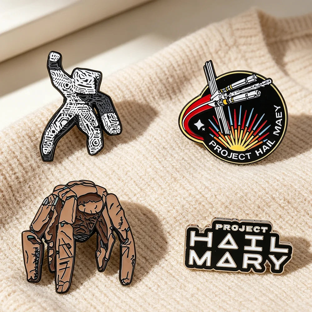 4pc Sci-Fi Enamel Pin Set Project Hail Mary Inspired Collectible Brooch Badges for Backpack Accessories Gifts