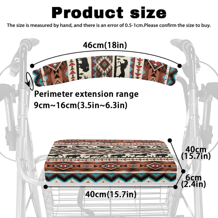 Coloranimal Bison 2PCS Rollator Walker Seat Back Cover Polyester Fabric Rollator Seat Covers for Family