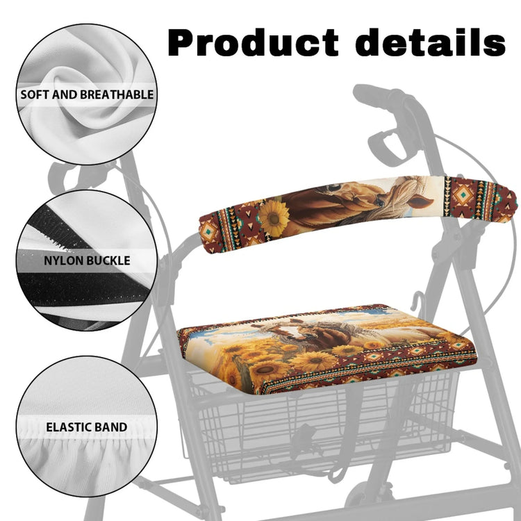Coloranimal Sunflower 2 Pieces Set Walker Seat Cover Walker Seat Cushion Cover for Women Friends Street Scenes