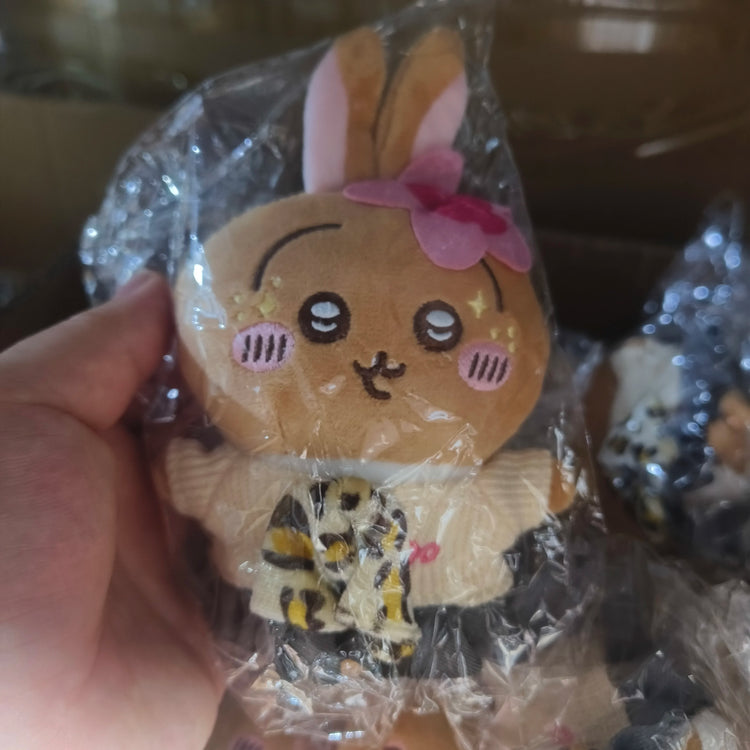 Kawaii jiyi Usagi Hachiware Y2K Leopard Print Plush Keychain Soft Stuffed Toy Bag Pendant Fashion Backpack Accessory Gift