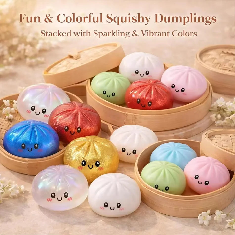 New Glitter Dumpling Squishy Toy Blind Box Ultra Rare Gold Glitter Hidden Edition Dumplings Sensory Dough Ball for Stress Relief
