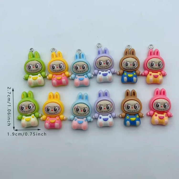 10Pcs Kawaii Rabbit Strawberry House Resin Charms Lovely Cartoon Animals Pendants for Earrings Keychains DIY Jewelry Make