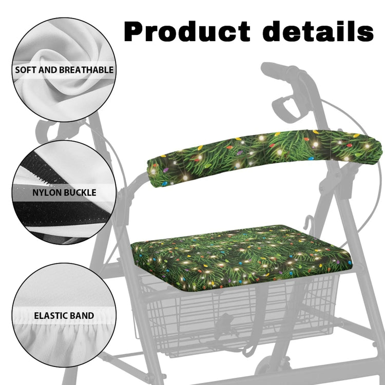 Coloranimal Pine Branch Lights 2PCS Rollator Walker Cover Polyester Seat & Back Covers for Friends