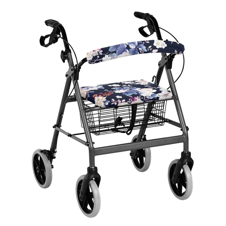 Coloranimal Floral 2 Pieces Set Walker Seat Cushion Rollator Seat Cover for Parents Travel