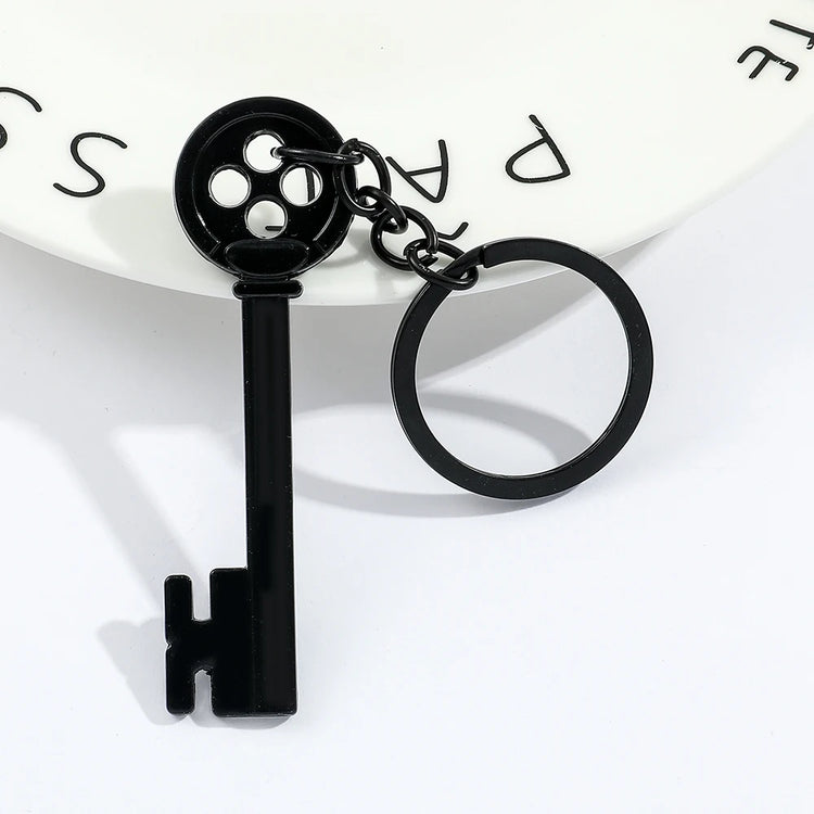 Movie Keychain Black Button Key Of The Secret Door Pendant Keyrings Cosplay Accessories