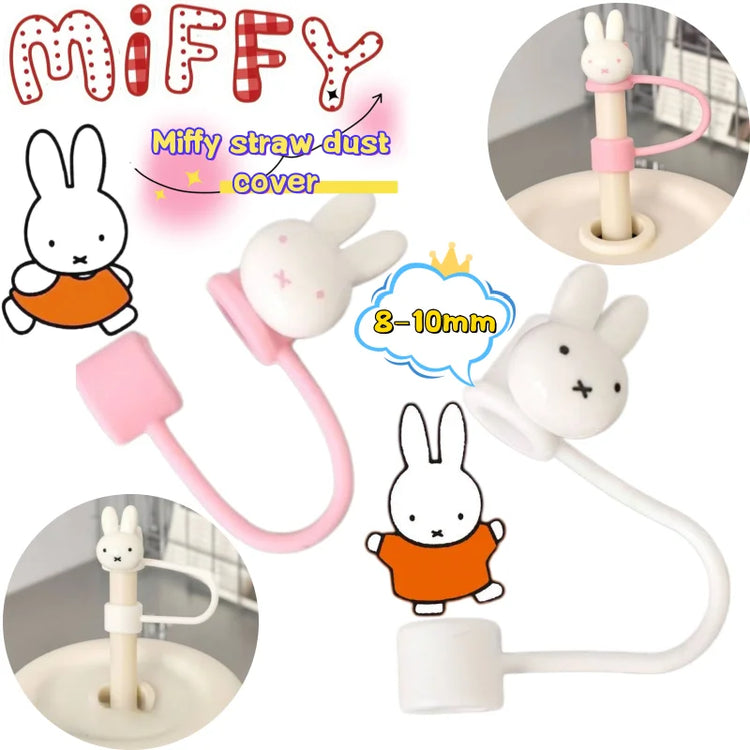 Miffy straw dust cap high color value cartoon doll shape creative household cute 10mm water cup straw universal protective cover