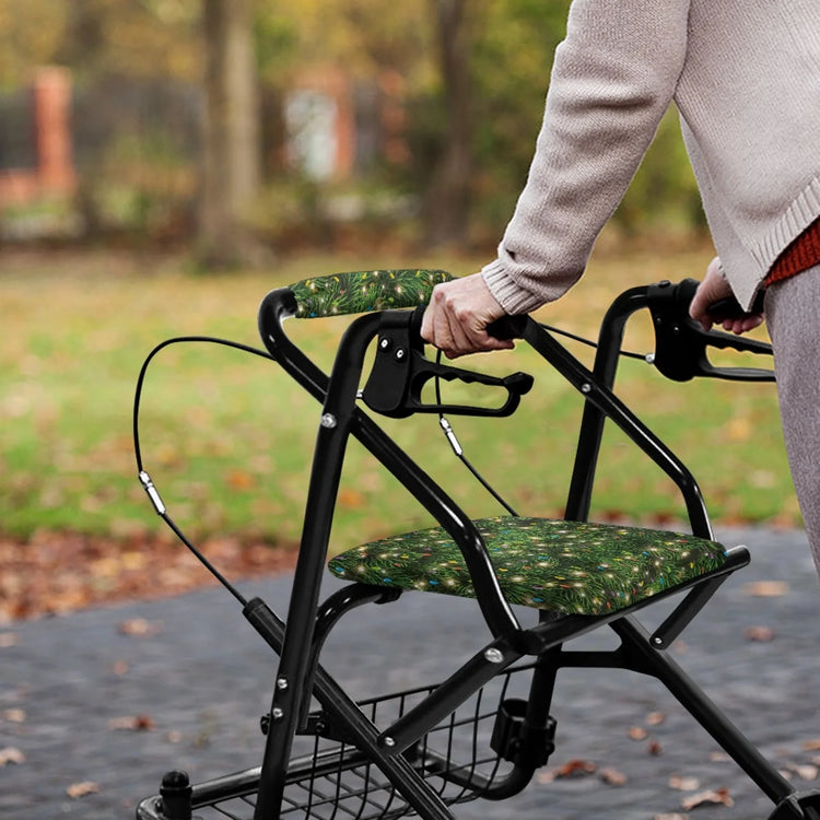 Coloranimal Pine Branch Lights 2PCS Rollator Walker Cover Polyester Seat & Back Covers for Friends