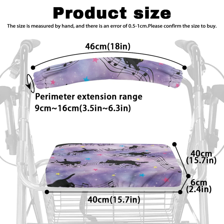 Coloranimal Cat Music Pattern 2 Pieces Set Walker Seat Cushion for Seniors Rollator Seat Back Cover 2026 Collection
