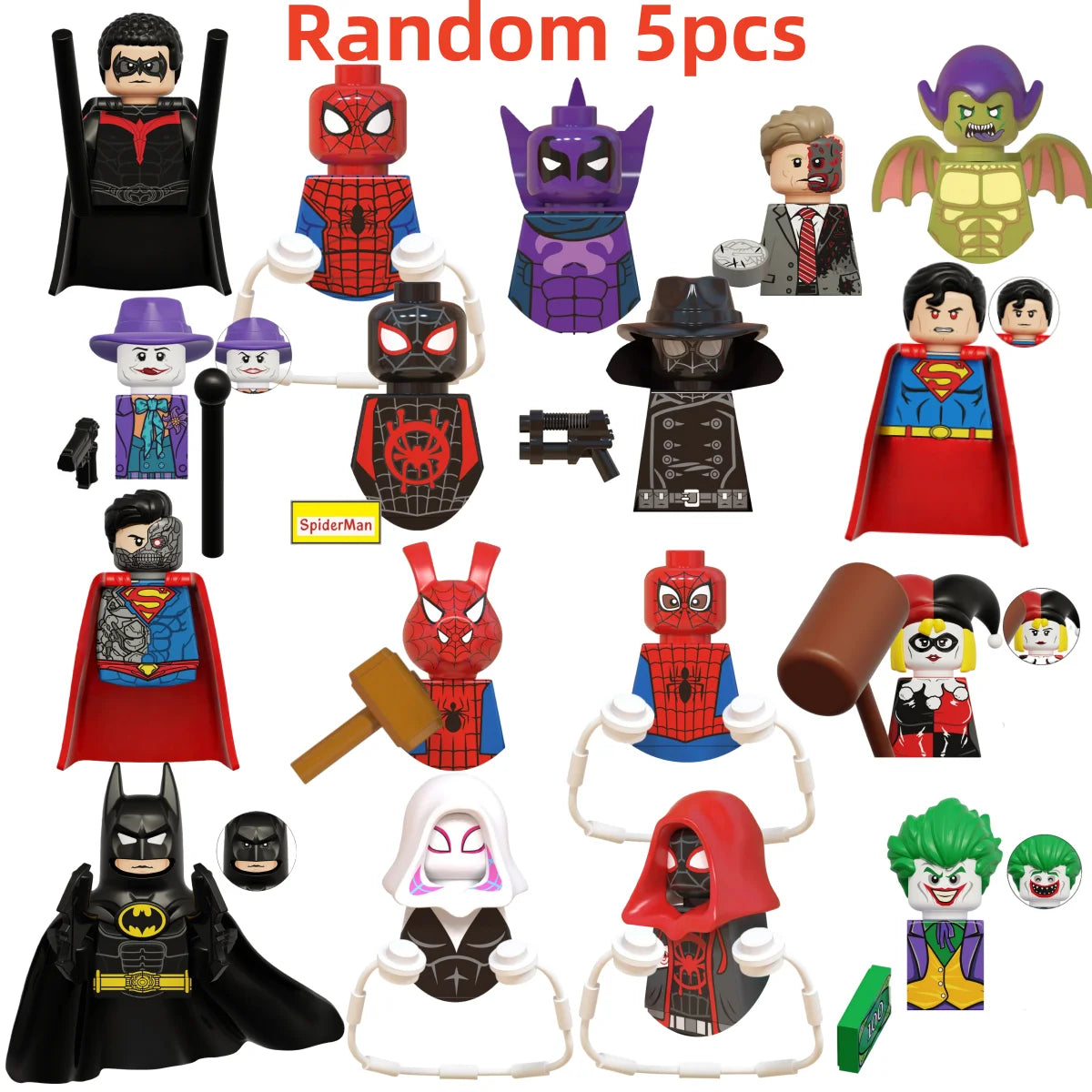 Blind Box Mini Building Blocks KDL851 Figures Big Goblin Spiderman Iron Man Venom Captain Hawk Deadpool Armor Christmas Gift Toy