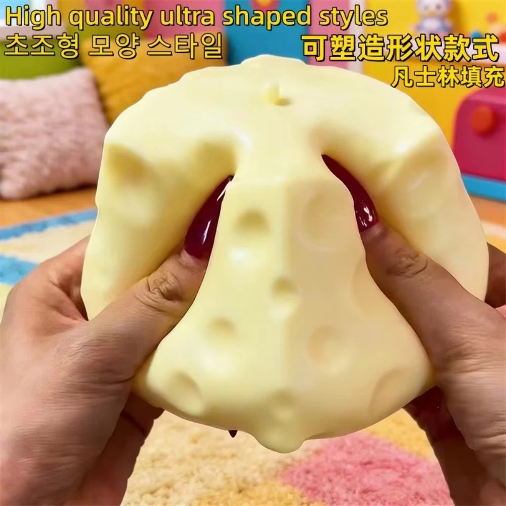 1Pc Jumbo Cheese Cube Stress Ball Big Cheese Shapeable Squeeze Ball Non-Bounce Fidget Toy ASMR Sensory Anti-Stress Festival Gift