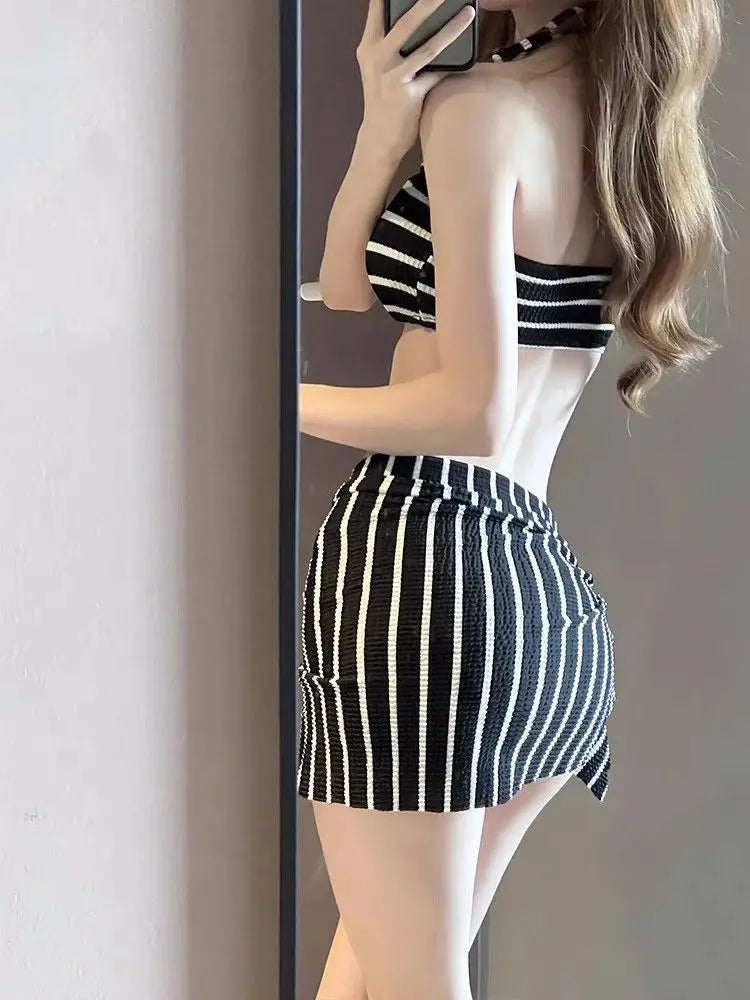 Womens Bathing Suit 2026 Summer Vacation Swimwear Stripe Two Piece Swimsuit Halter Neck Bikini Set Beachwear Female