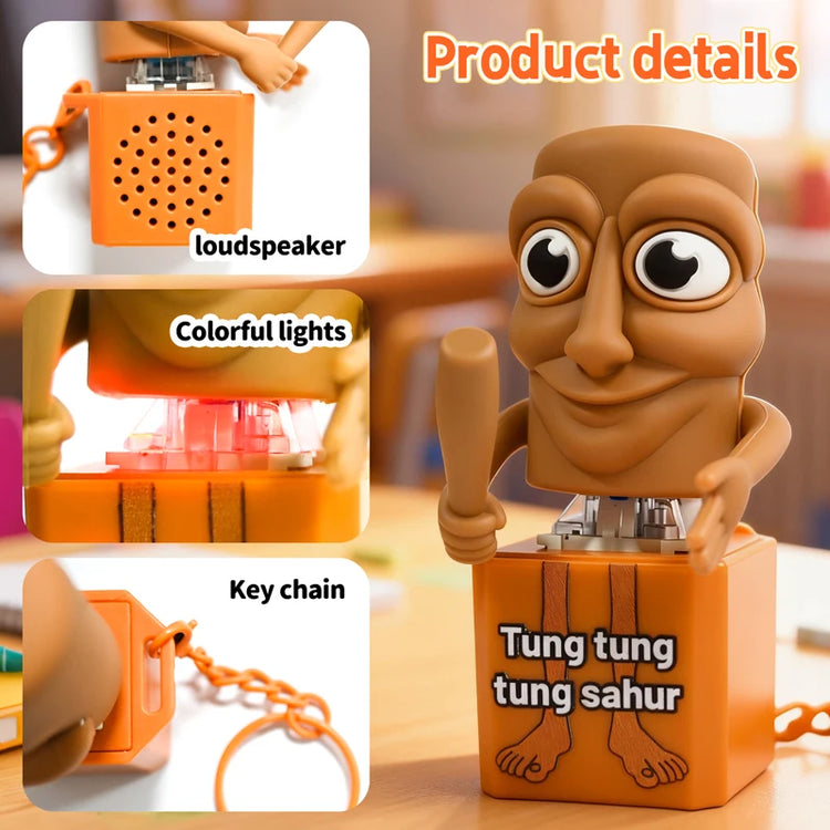 Tung tung tung Sahur Keychain Wooden Stick Man Button Keychain Click Luminous Sound Pendant Anime Peripheral Decor Gift Toys
