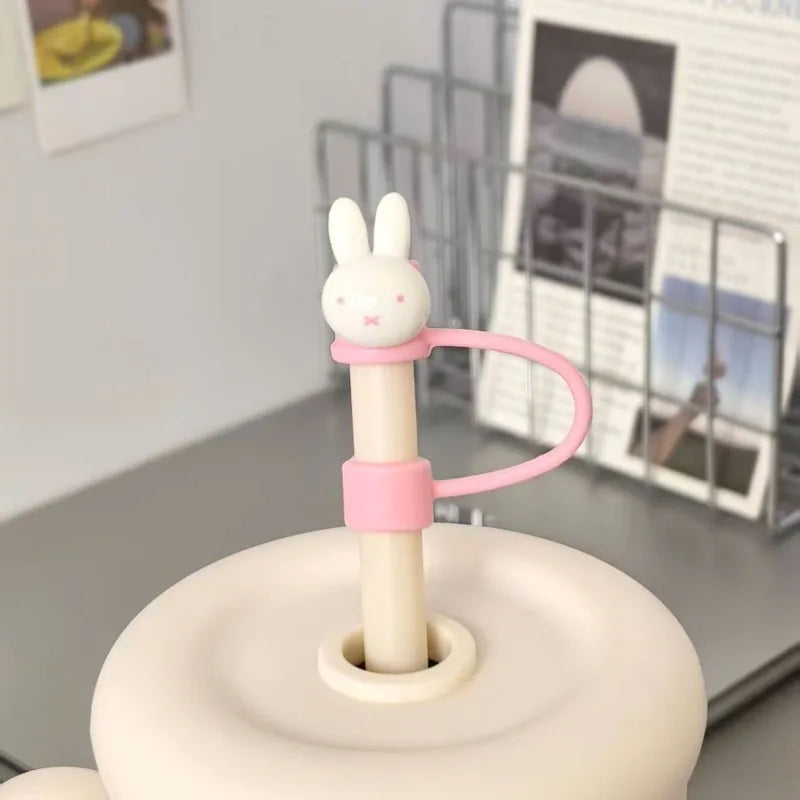 Miffy straw dust cap high color value cartoon doll shape creative household cute 10mm water cup straw universal protective cover