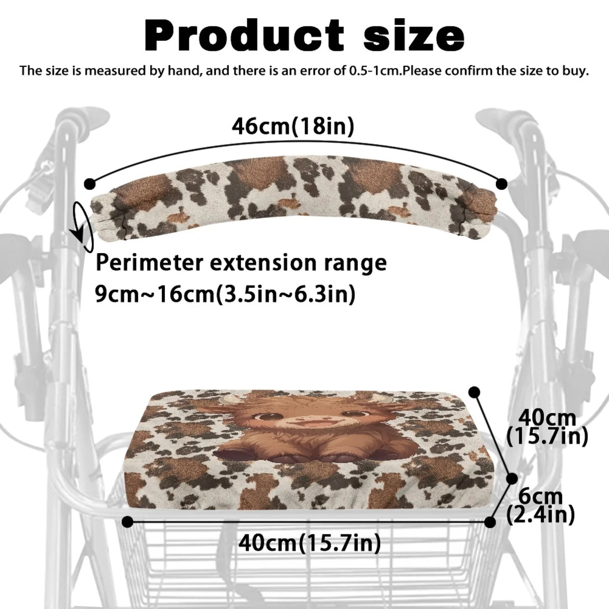 Coloranimal Calf 2PCS Walker Seat Cushion Waterproof Seat & Backrest Covers for Women