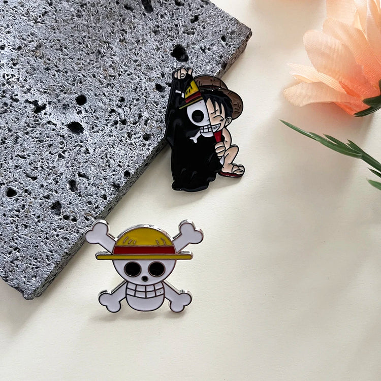 2pcs One Piece Luffy Anime Lapel Pins Set Enamel Brooches for Backpack Men Women Jewelry Accessory Cool Anime Badges