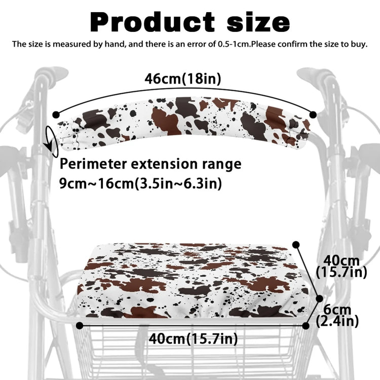 Coloranimal Cowhide Print 2 Pieces Set Walker Seat Cushion Polyester Accessories for Walker Rollator for Seniors