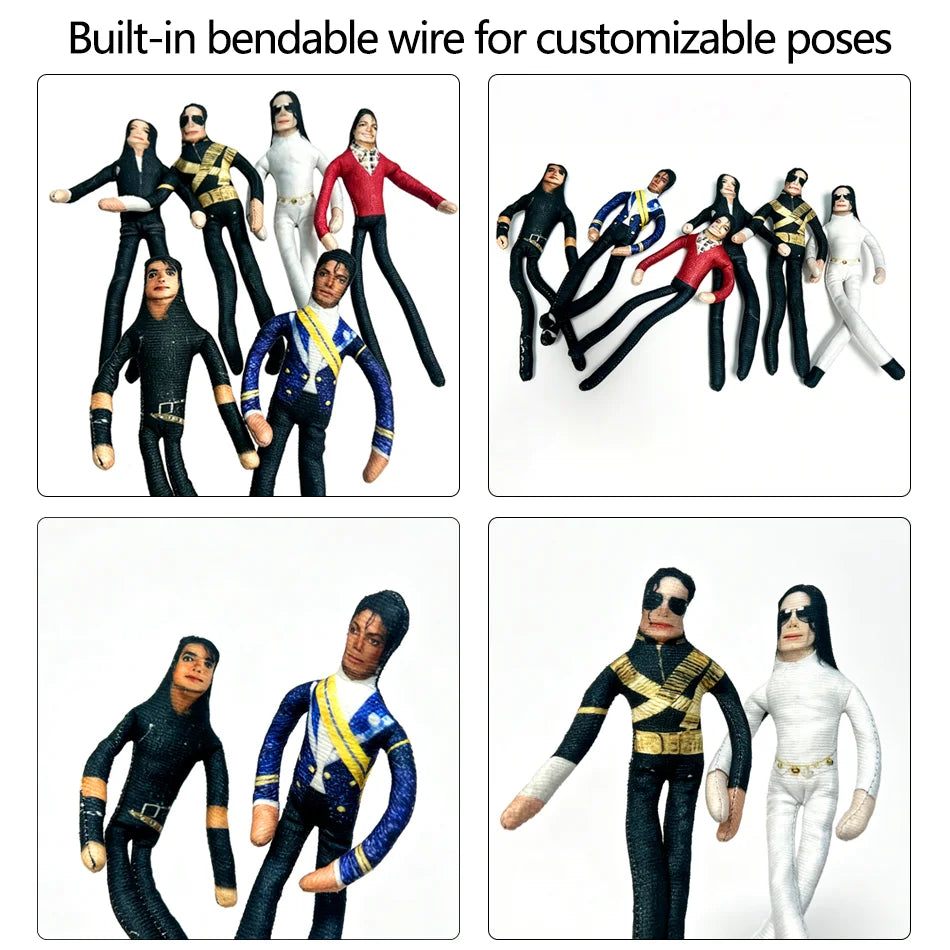 Hot Sale Michael Jackson Cosplay Prop Doll Plush Stuffed Figure Dolls Room Decoration Abstract Joint Mobility Props Gift