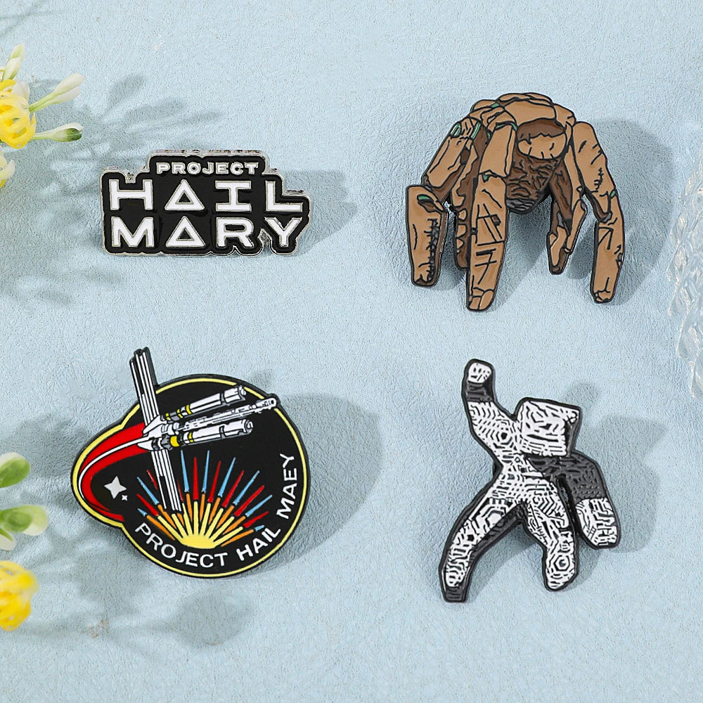 4pc Sci-Fi Enamel Pin Set Project Hail Mary Inspired Collectible Brooch Badges for Backpack Accessories Gifts
