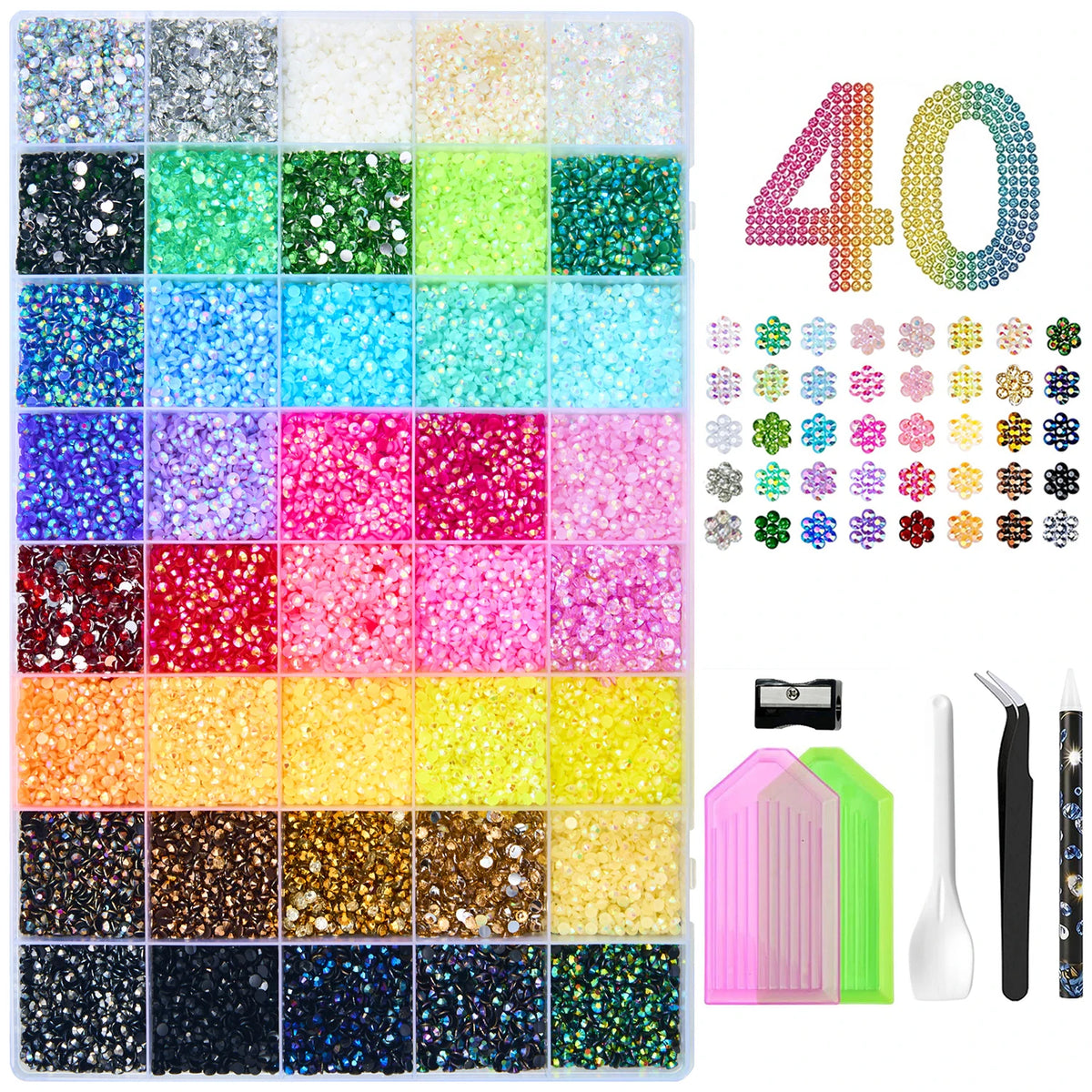 3mm Resin Rhinestone for Bedazzling Kit, Flatback Jelly Gems Rhinestone Kit with Tools for Nail Art Clothing Shoes Phone Case