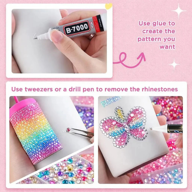 3mm Resin Rhinestone for Bedazzling Kit, Flatback Jelly Gems Rhinestone Kit with Tools for Nail Art Clothing Shoes Phone Case