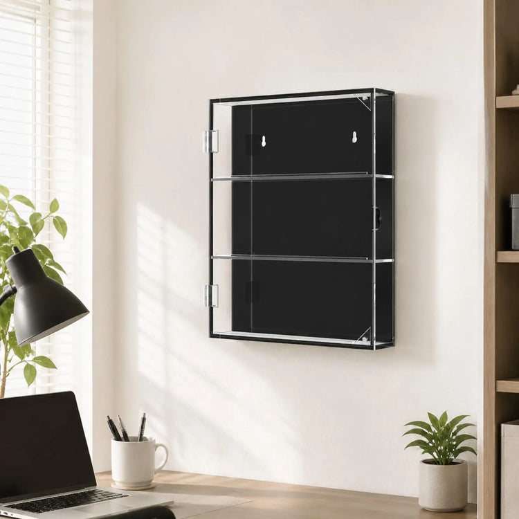 Wall Mounted Acrylic Trading Card Display Case with Door for Graded Baseball Cards Sports Memorabilia Holder