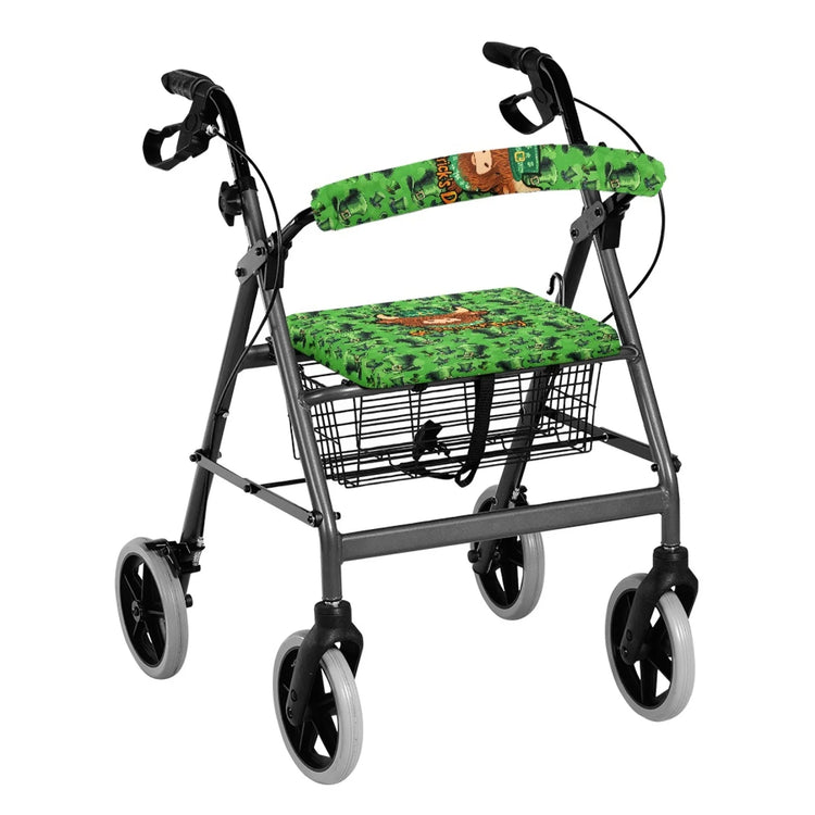 Coloranimal St patrick's day 2PCS Rollator Seat Cover Set Polyester Fabric Walker Seat Cushion for Women Friends