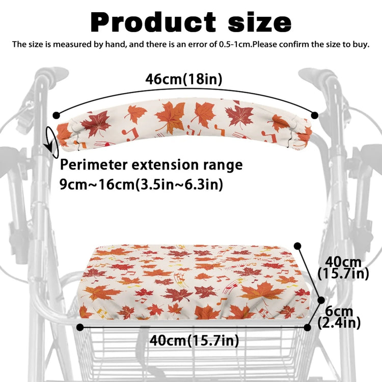 Coloranimal Maple Leaf 2PCS Walker Cover Polyester Fabric Rollator Walker Seat Cushion Cover for Women Friends