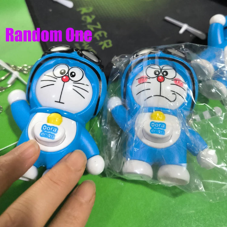 Anime Doraemonsas Pressing Face Change Keyring Rotating Bamboo Dragonfly Doll Dingdang Cat Ornament Keychain Birthday Gifts