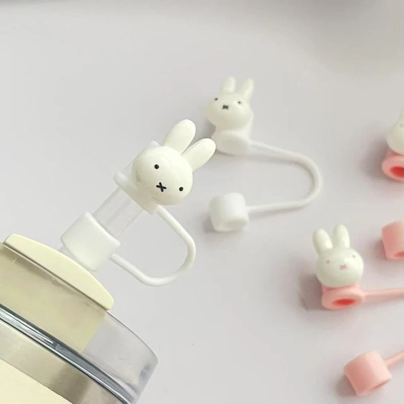 Miffy straw dust cap high color value cartoon doll shape creative household cute 10mm water cup straw universal protective cover