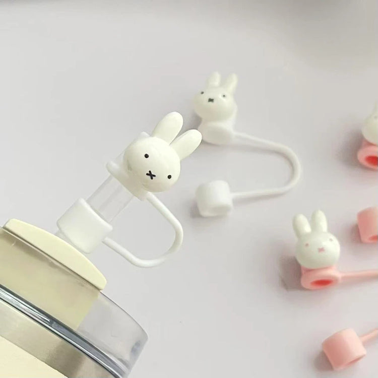 Miffy straw dust cap high color value cartoon doll shape creative household cute 10mm water cup straw universal protective cover