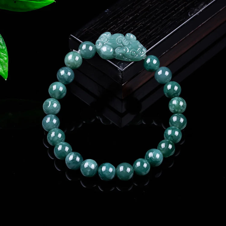 Natural Burmese Jadeite Pixiu Bracelet Vintage Talismans Charm Gifts for Women Jewelry Bangle Real Jade Accessories