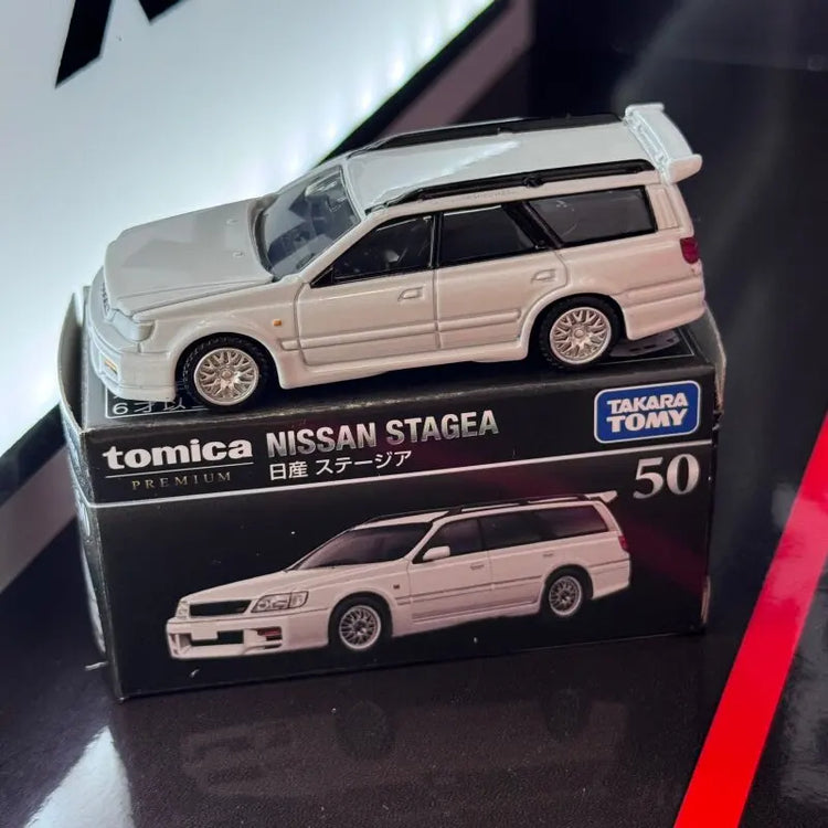 Original Takara Tomy Tomica Premium No.50 Nissan Stagea Station Wagon 1/64 Diecast Alloy Mini Car Collectible Gift For Boys Kids