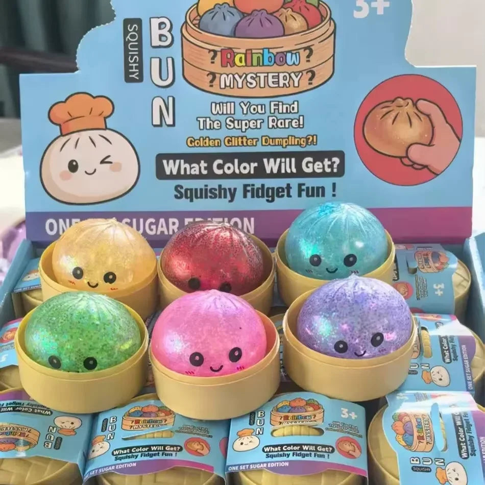 New Glitter Dumpling Squishy Toy Blind Box Ultra Rare Gold Glitter Hidden Edition Dumplings Sensory Dough Ball for Stress Relief