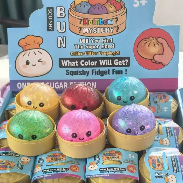 New Glitter Dumpling Squishy Toy Blind Box Ultra Rare Gold Glitter Hidden Edition Dumplings Sensory Dough Ball for Stress Relief