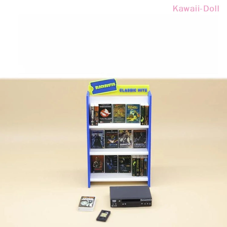 [DO]1 Set 1/12 Dollhouse Retro Recorder Video Tape Shelf Model Miniature Living Scene Ornament Doll Toy Accessories[DO]