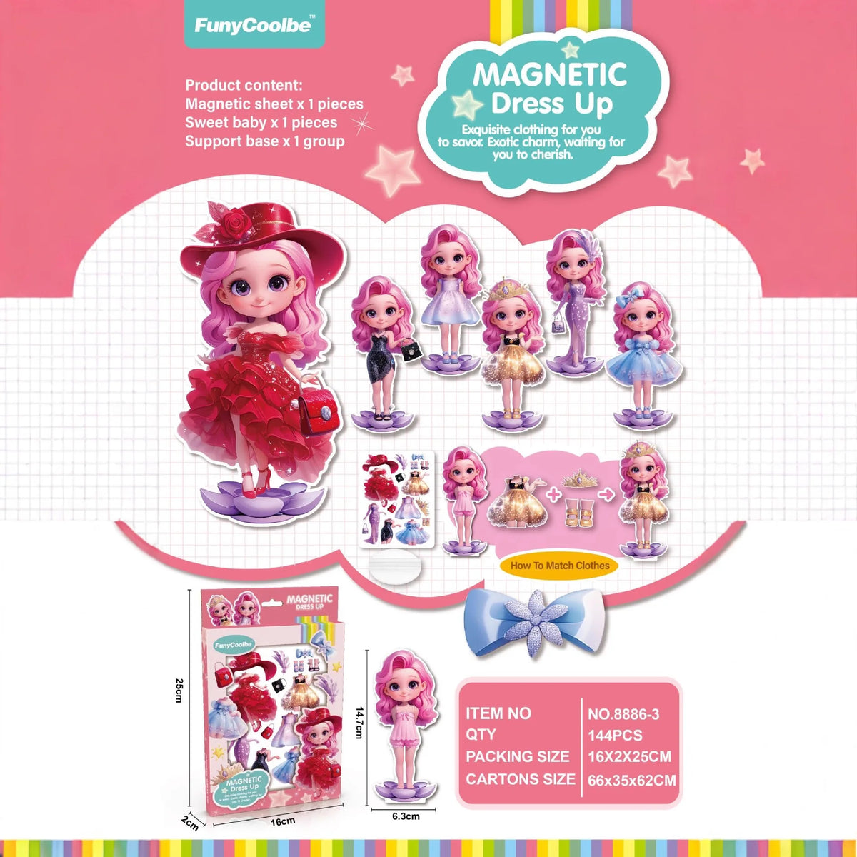 Princess Grain Magnet Stickers DIY Magnetic Sticker Clothing Change Doll Toy Magnetic Attraction Dress Up Gift