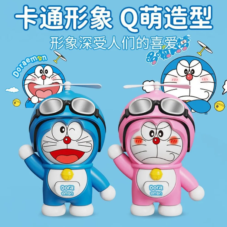 Anime Doraemonsas Pressing Face Change Keyring Rotating Bamboo Dragonfly Doll Dingdang Cat Ornament Keychain Birthday Gifts