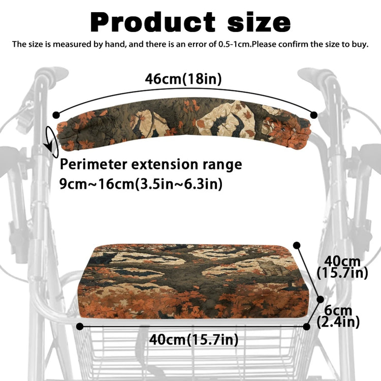 Coloranimal Halloween Cat Bat Print 2 Pieces Rollator Seat Cover Washable Rollator Walker Seat Covers for Ladies