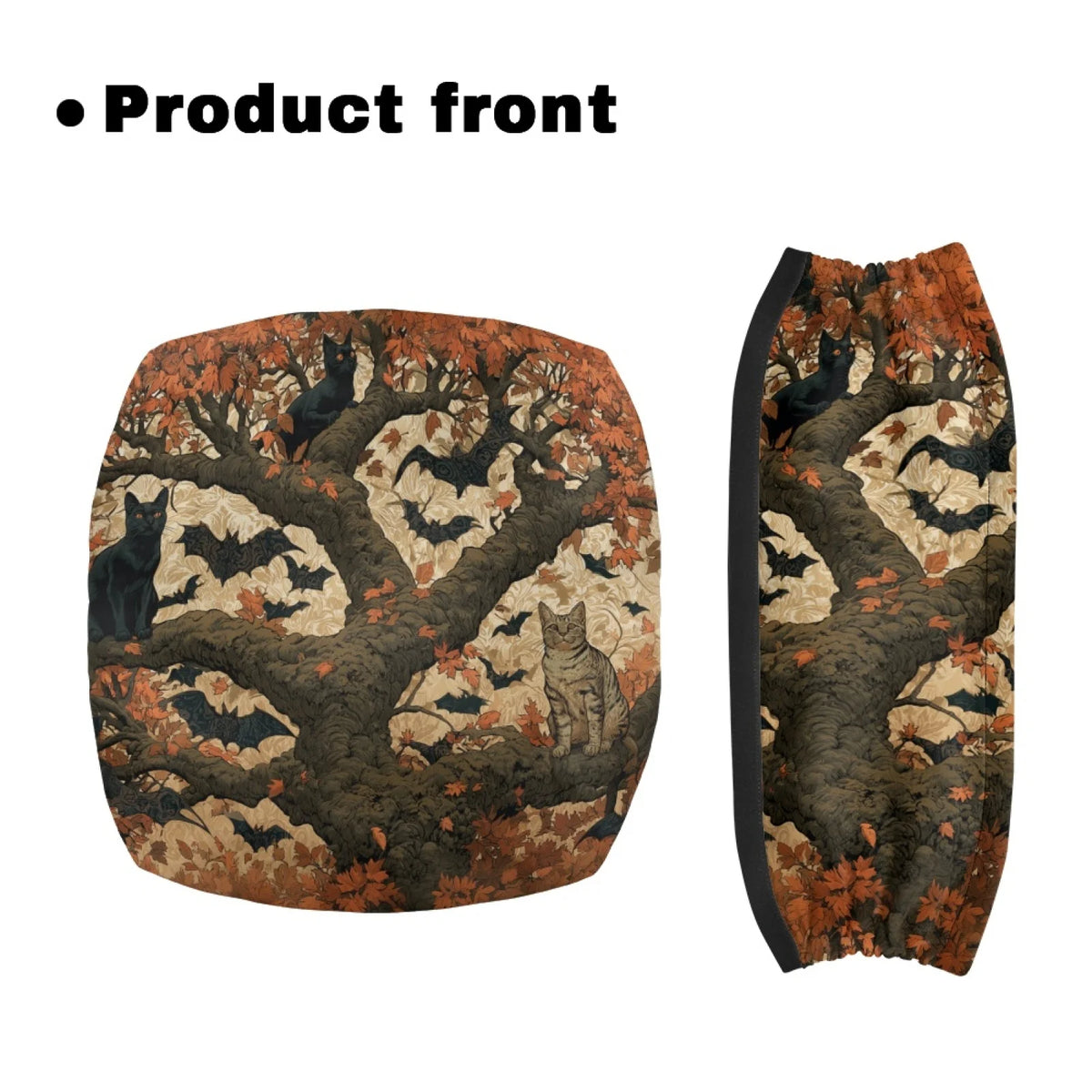 Coloranimal Halloween Cat Bat Print 2 Pieces Rollator Seat Cover Washable Rollator Walker Seat Covers for Ladies