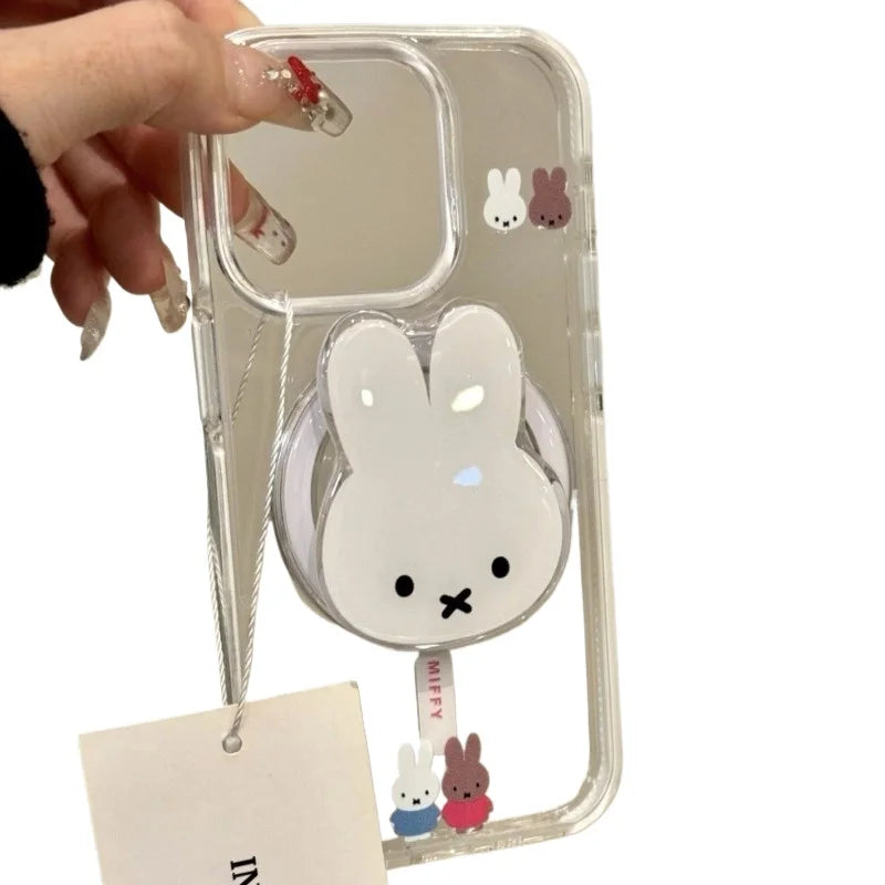 New Miffy Rabbit animation peripheral two-dimensional holder for boys and girls mobile phone case convenient magnetic holder