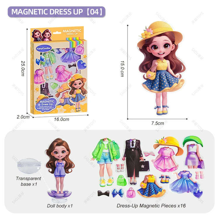 Princess Grain Magnet Stickers DIY Magnetic Sticker Clothing Change Doll Toy Magnetic Attraction Dress Up Gift