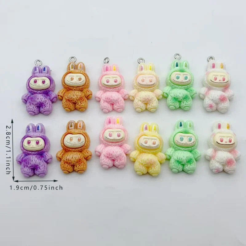 10pcs Cartoon Resin Animal Charm Pendant Earrings Keychain Bracelet DIY Jewelry Making