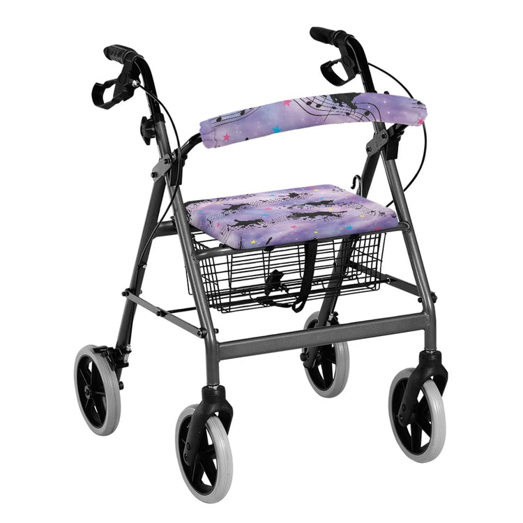 Coloranimal Cat Music Pattern 2 Pieces Set Walker Seat Cushion for Seniors Rollator Seat Back Cover 2026 Collection