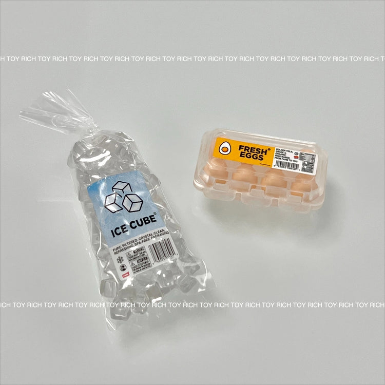 Original Mini Brand Fill The Fridge Luxury Hidd Mini Miniature Toy Ice Cubes Bag Fresh Eggs Carton Mini Kitchen Toy