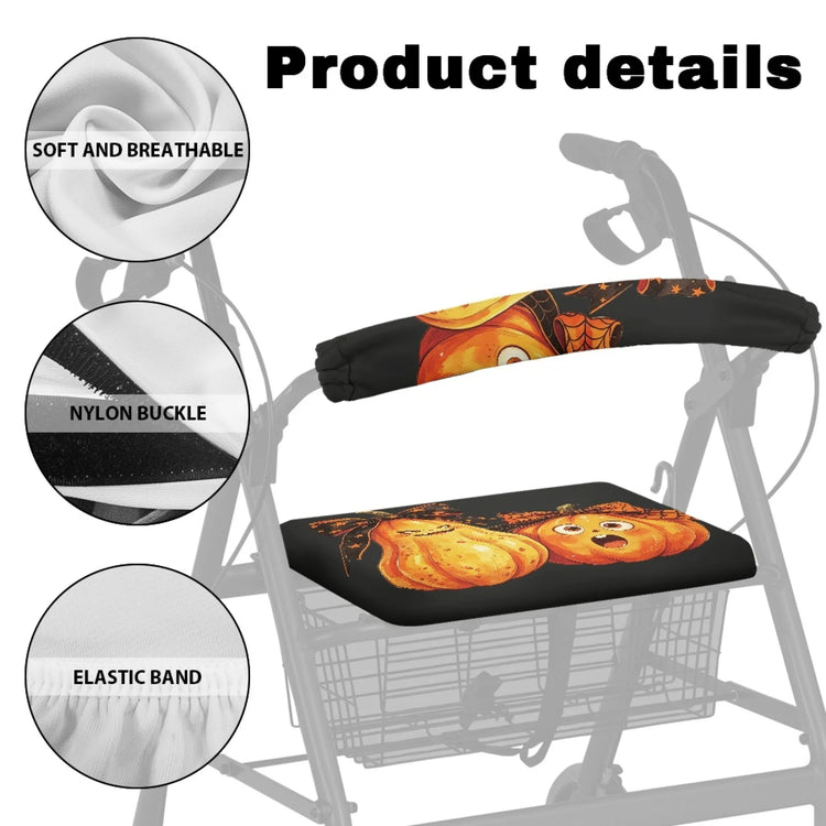 Coloranimal Washable Wasahable 2 Pcs Walker Seat Cover Replacement for Senior for Home Cartoon Pumpkin